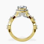 18kt Yellow Gold Prestigia Criss Cross Halo Lab Diamond Ring side right image one