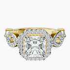 18kt Yellow Gold Prestigia Criss Cross Halo Lab Diamond Ring front image