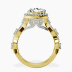 9ct Yellow Gold Prestigia Criss Cross Halo Lab Diamond Ring side right image one