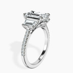 Platinum Lavinia Three Stone Trapezoid Lab Diamond Ring standing product image one