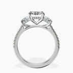 Platinum Lavinia Three Stone Trapezoid Lab Diamond Ring side right image one