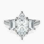 Platinum Lavinia Three Stone Trapezoid Lab Diamond Ring front image