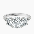 10kt White Gold Lavinia Three Stone Trapezoid Lab Diamond Ring front image