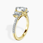 14kt Yellow Gold Lavinia Three Stone Trapezoid Lab Diamond Ring standing product image one