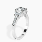 Platinum Daria Trapezoid Three Stone Lab Diamond Ring standing product image one