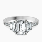 Platinum Daria Trapezoid Three Stone Lab Diamond Ring front image