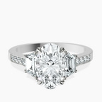 Platinum Daria Trapezoid Three Stone Lab Diamond Ring front image