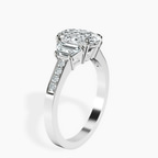 Platinum Daria Trapezoid Three Stone Lab Diamond Ring standing product image one