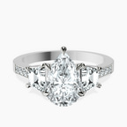 Platinum Daria Trapezoid Three Stone Lab Diamond Ring front image