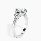 Platinum Daria Trapezoid Three Stone Lab Diamond Ring standing product image one