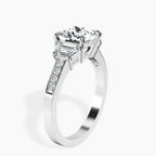 Platinum Daria Trapezoid Three Stone Lab Diamond Ring standing product image one