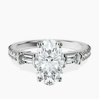 9ct White Gold Opalina Charm Side Stone Lab Diamond Ring front image