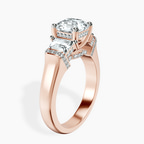 9ct Rose Gold Astrid Three Stone Trapezoid Lab Diamond Ring standing product image one
