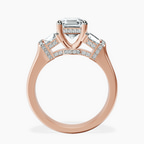 9ct Rose Gold Astrid Three Stone Trapezoid Lab Diamond Ring side right image one
