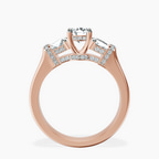 14kt Rose Gold Astrid Three Stone Trapezoid Lab Diamond Ring side right image one
