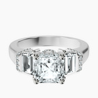 9ct White Gold Astrid Three Stone Trapezoid Lab Diamond Ring front image