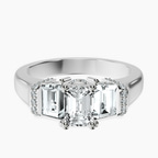 Platinum Astrid Three Stone Trapezoid Lab Diamond Ring front image