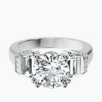 14ct White Gold Astrid Three Stone Trapezoid Lab Diamond Ring front image