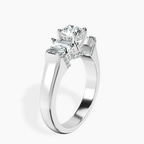 Platinum Astrid Three Stone Trapezoid Lab Diamond Ring standing product image one