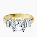 9ct Yellow Gold Astrid Three Stone Trapezoid Lab Diamond Ring front image