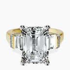 14kt Yellow Gold Astrid Three Stone Trapezoid Lab Diamond Ring front image