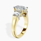 18kt Yellow Gold Astrid Three Stone Trapezoid Lab Diamond Ring standing product image one