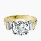14ct Yellow Gold Astrid Three Stone Trapezoid Lab Diamond Ring front image