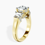 14ct Yellow Gold Astrid Three Stone Trapezoid Lab Diamond Ring standing product image one