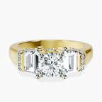 14kt Yellow Gold Astrid Three Stone Trapezoid Lab Diamond Ring front image