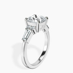 1.49 ct. cushion Helia Tapered Baguette Lab Diamond Ring in 10kt white gold standing product image one