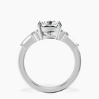 1.49 ct. cushion Helia Tapered Baguette Lab Diamond Ring in 10kt white gold side right image one