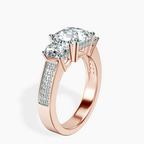2.91 ct. asscher Desdemona Round Three Stone Lab Diamond Ring in 14kt rose gold standing product image one