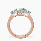 2.91 ct. asscher Desdemona Round Three Stone Lab Diamond Ring in 14kt rose gold side right image one