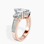 1.43 ct. marquise Desdemona Round Three Stone Lab Diamond Ring in 10kt rose gold standing product image one