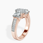 2.99 ct. oval Desdemona Round Three Stone Lab Diamond Ring in 18kt rose gold standing product image one