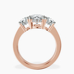 2.99 ct. oval Desdemona Round Three Stone Lab Diamond Ring in 18kt rose gold side right image one