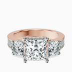 14kt Rose Gold Desdemona Round Three Stone Lab Diamond Ring front image