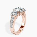 2.82 ct. round Desdemona Round Three Stone Lab Diamond Ring in 18kt rose gold standing product image one
