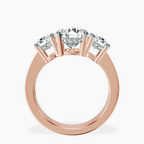 2.82 ct. round Desdemona Round Three Stone Lab Diamond Ring in 18kt rose gold side right image one
