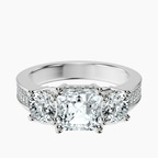 Platinum Desdemona Round Three Stone Lab Diamond Ring front image