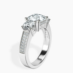 Platinum Desdemona Round Three Stone Lab Diamond Ring standing product image one
