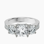 Platinum Desdemona Round Three Stone Lab Diamond Ring front image