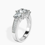 Platinum Desdemona Round Three Stone Lab Diamond Ring standing product image one