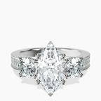 Platinum Desdemona Round Three Stone Lab Diamond Ring front image