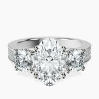 Platinum Desdemona Round Three Stone Lab Diamond Ring front image
