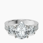 Platinum Desdemona Round Three Stone Lab Diamond Ring front image
