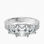 Platinum Desdemona Round Three Stone Lab Diamond Ring front image