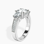 Platinum Desdemona Round Three Stone Lab Diamond Ring standing product image one