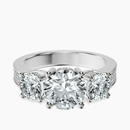 18kt White Gold Desdemona Round Three Stone Lab Diamond Ring front image
