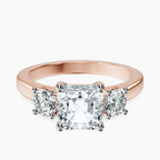 10kt Rose Gold Evelina Round Three Stone Lab Diamond Ring front image